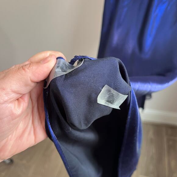 Vintage 90s Royal Blue Shimmer Iridescent Prom Formal Prom Dress Sz 6 - Picture 13 of 14